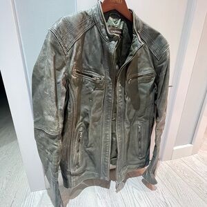 Men's Gray green Leather Jacket
